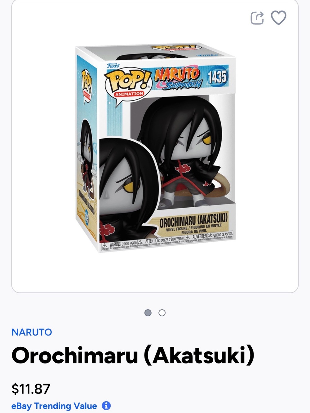 Funko Pop! Naruto Shippuden Orochimaru (Akatsuki) Vinyl Figure - Black-1435